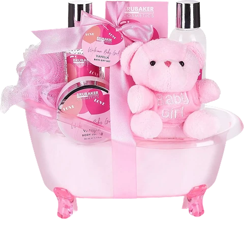 7-teiliges Babypflege-Set in Rosa.