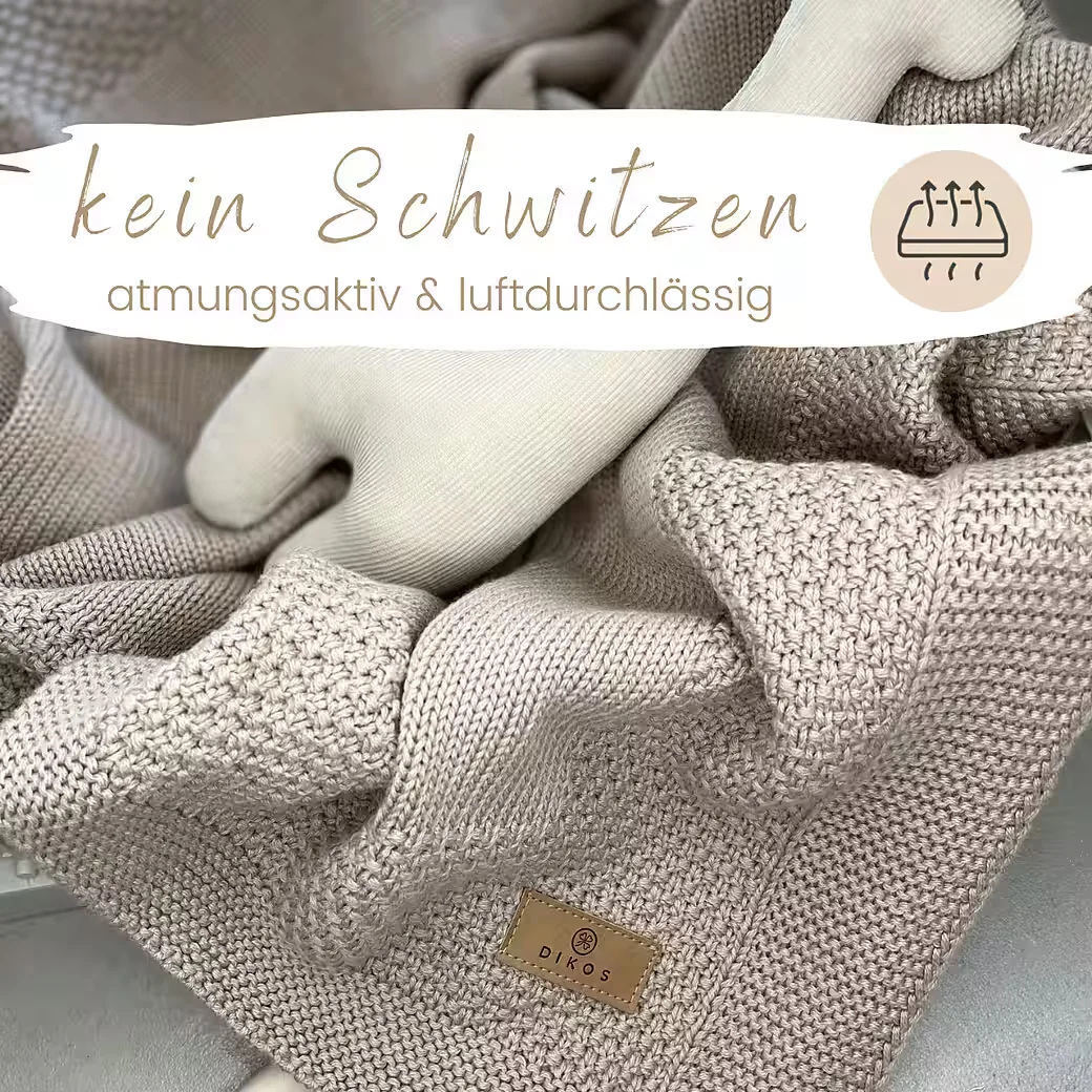 DIKOS Babydecke Kuscheldecke Bio Baumwolle mit Bordüre zur Geburt