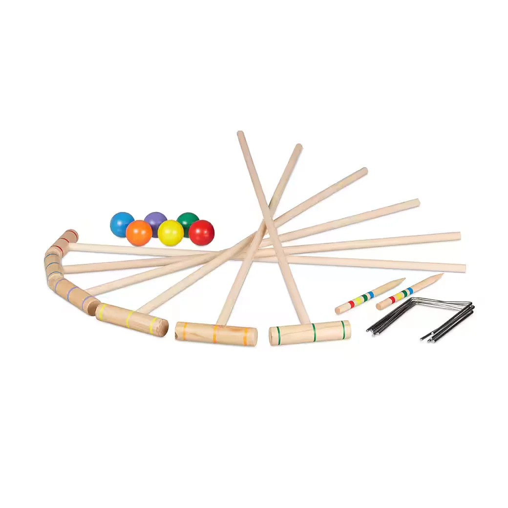 Relaxdays Krocket Spiel Gartenset für Kinder und Erwachsene