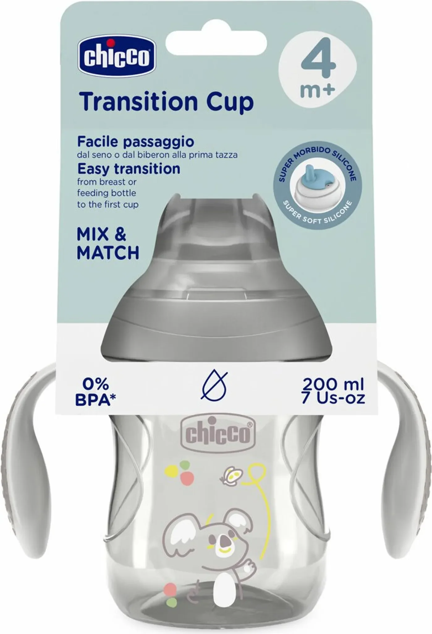 CHICCO Babyflasche 200 ml Grau
