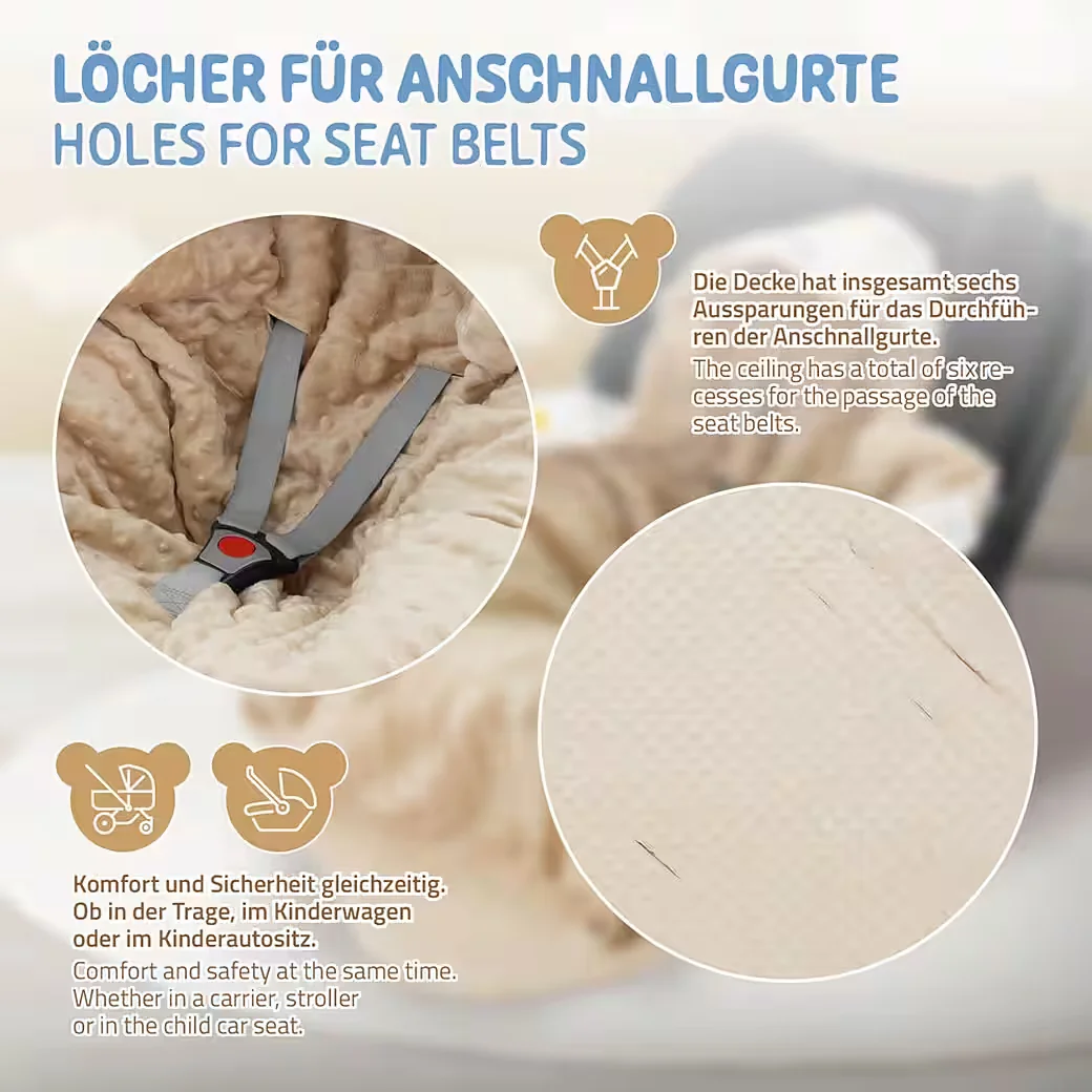 JOYZ Einschlagdecke Kuscheldecke Baby Kapuze Baumwolle doppelseitig