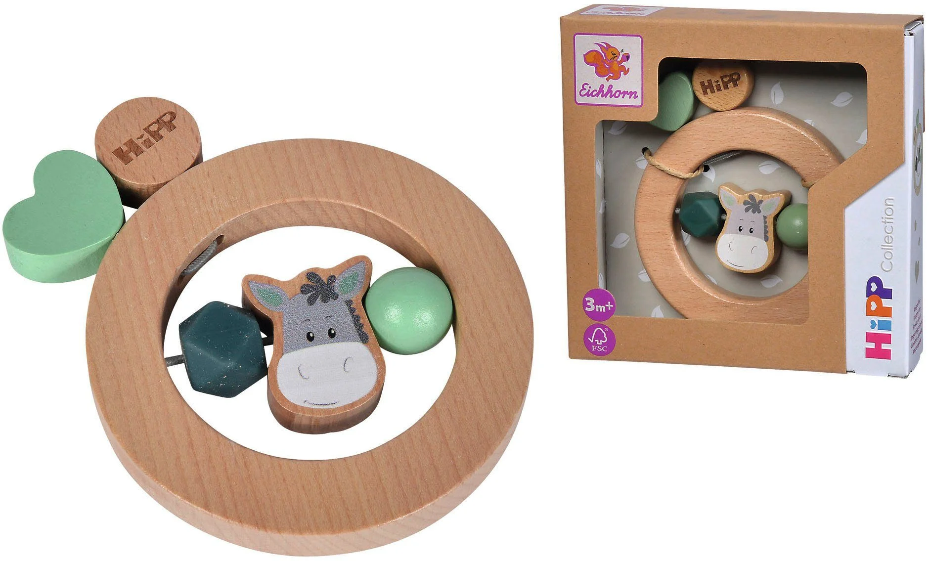 Eichhorn Baby HiPP – Ring-Greifling aus Holz & Silikon