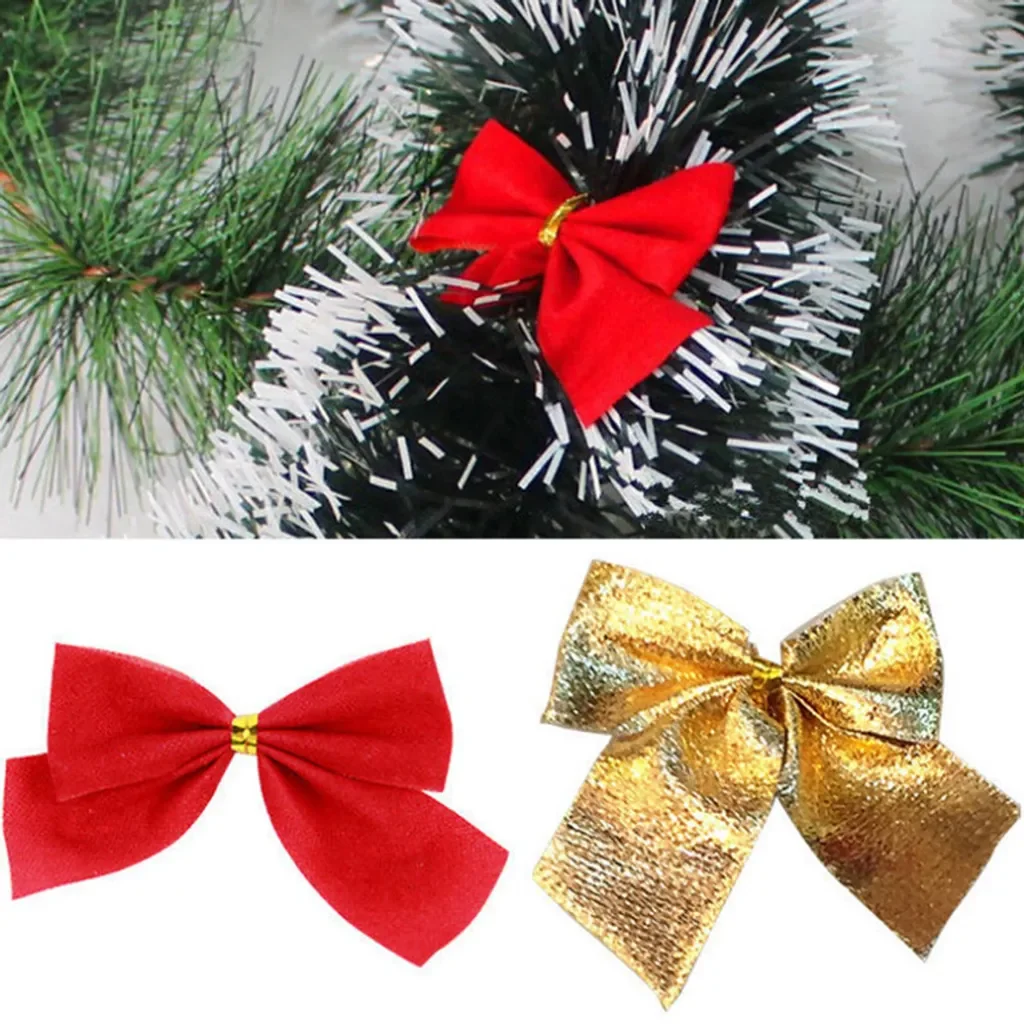 Essen 12er Set Schleifenanhänger Weihnachtsbaum Deko Silber