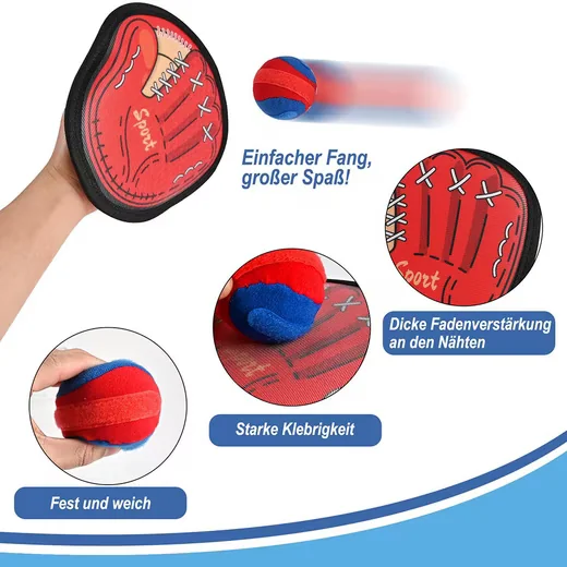 CLTYQ Klettball Wurfspiel Set Outdoor für Kinder, 4 Handteller + Ball