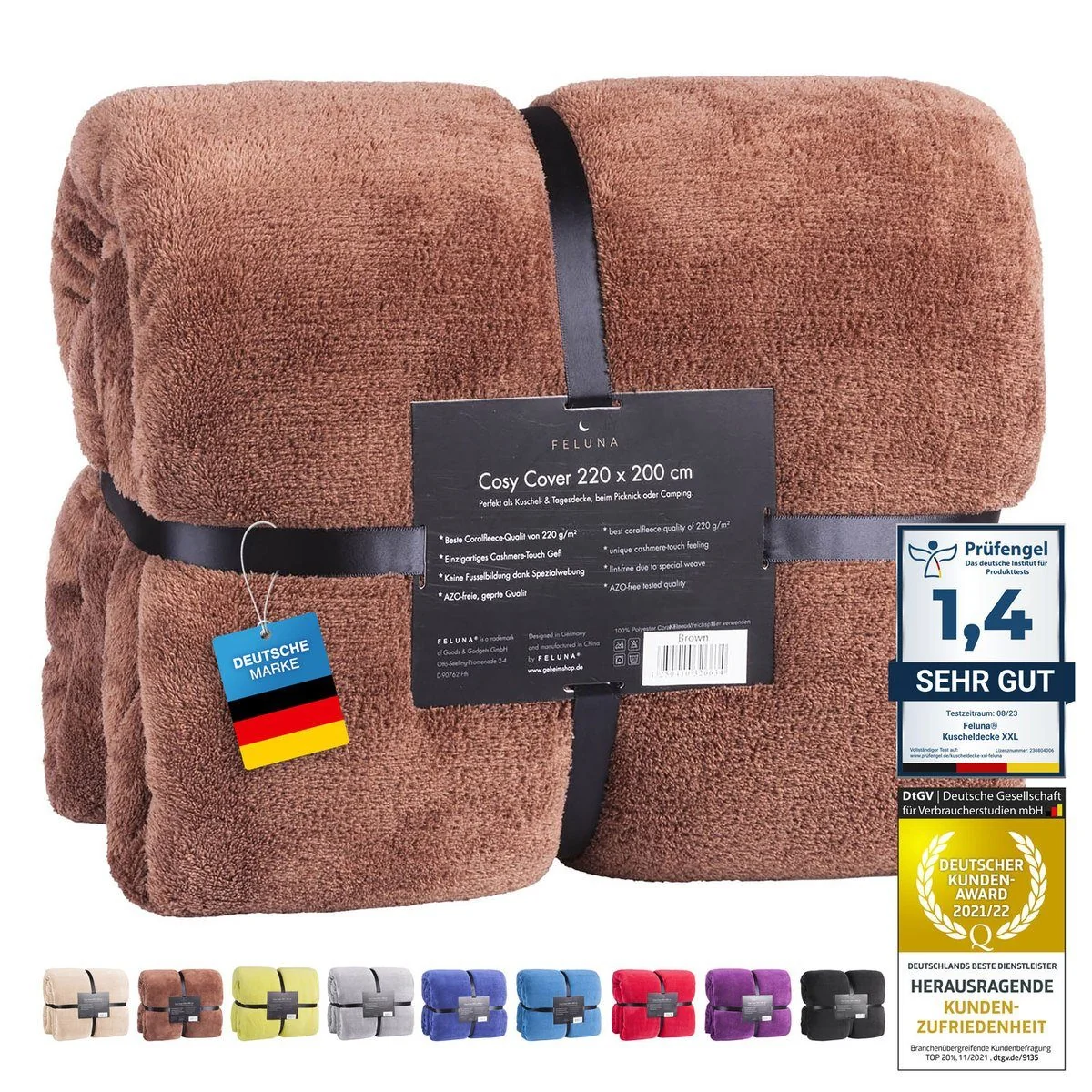 FELUNA Coral Fleece Kuscheldecke XXL Wohndecke, Cashmere-Touch