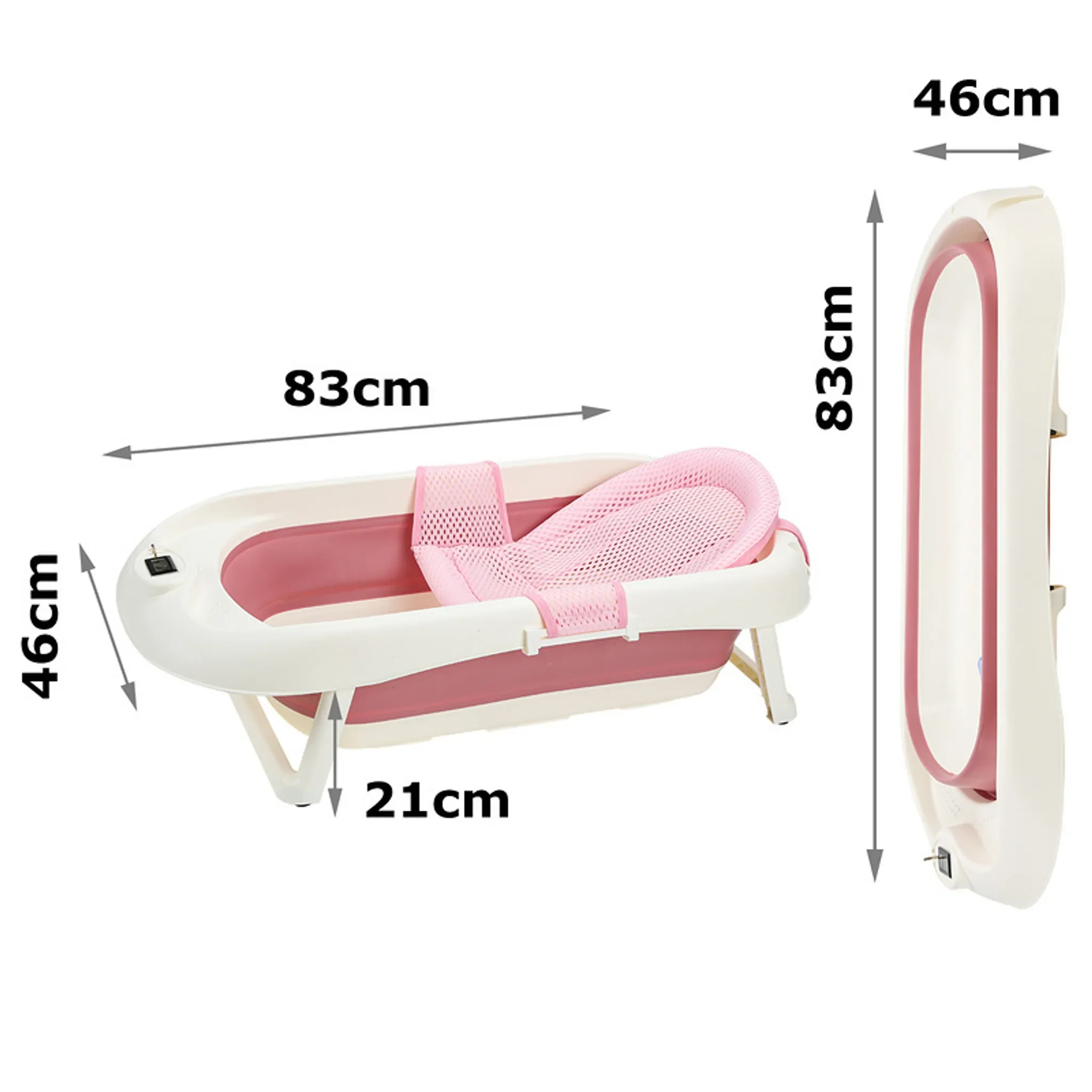CLANMACY Babywanne 3 in 1 rutschfest Sicherheitsnetz Abfluss tragbar