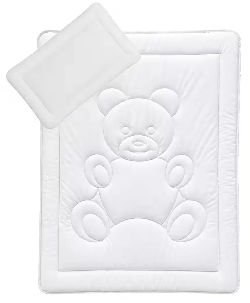KIGATEX Kinderbett Set Bettdecke und Kopfkissen mit Bärchensteppung
