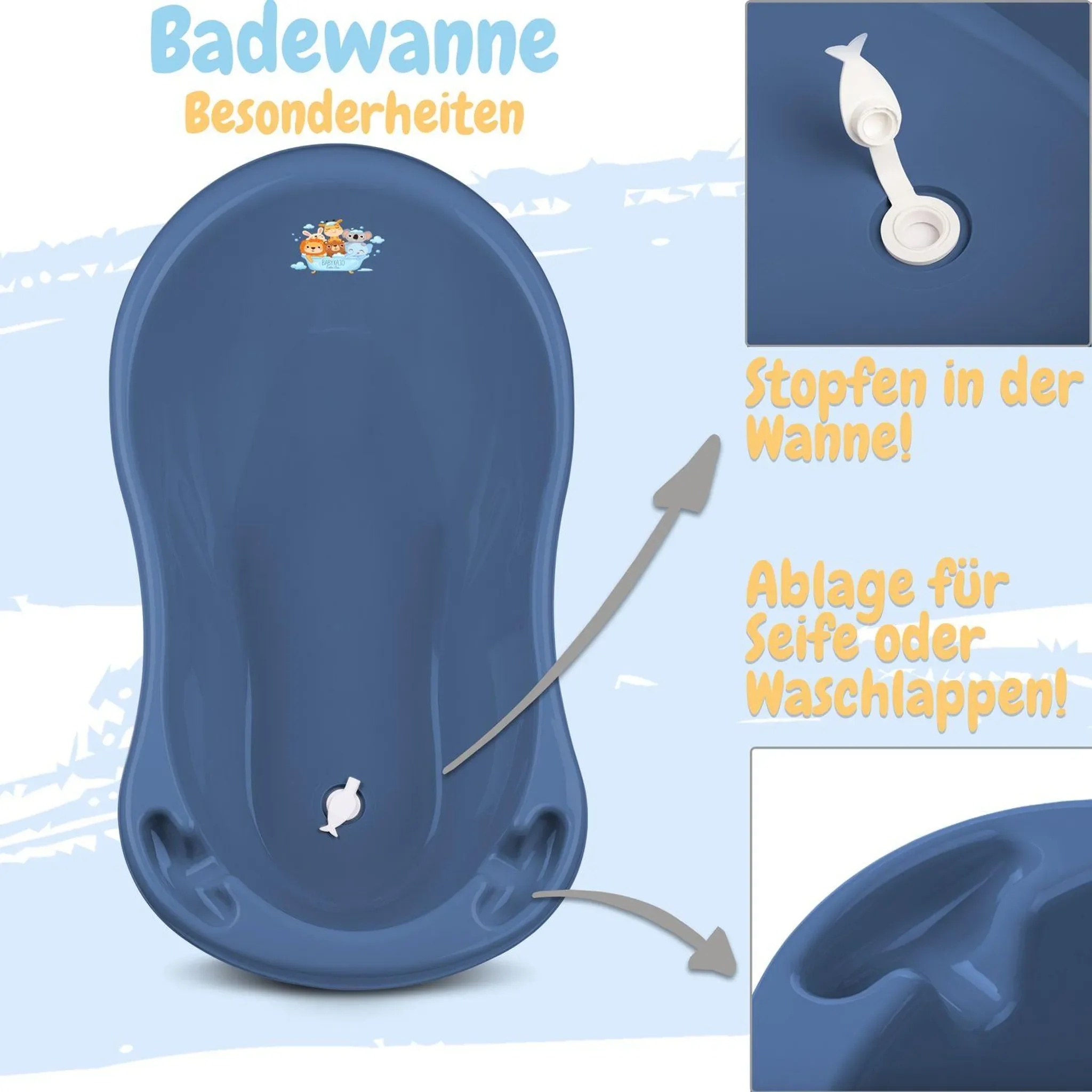 BABYKAJO Babybadewanne Set mit Badewannensitz 0-24 Monate Antirutsch