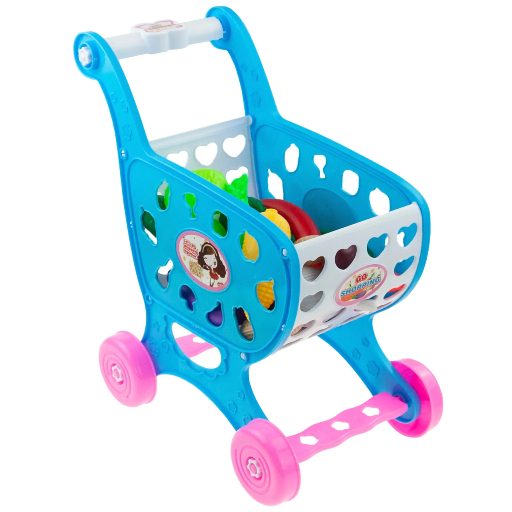 Einkaufswagen mit Obst- & Gemüse-Zubehör – 20-teiliges Supermarkt-Set