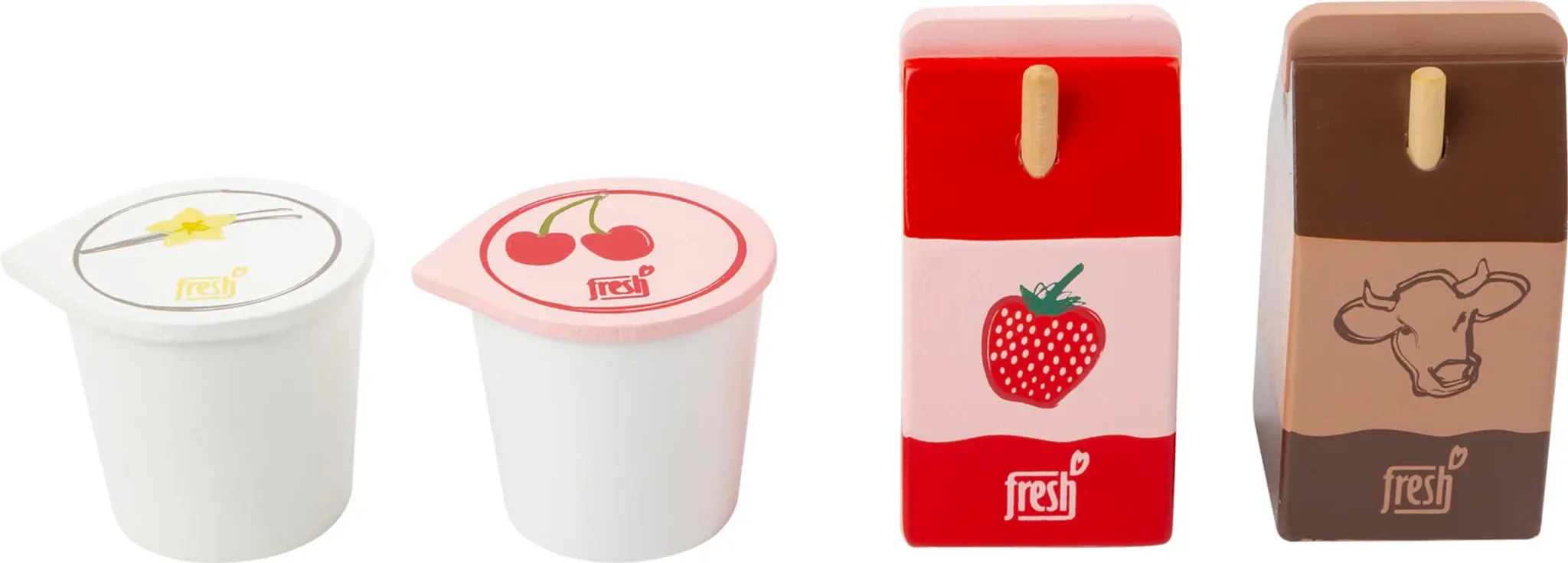 Small Foot Milchprodukte-Set „fresh“ – Holz-Milchprodukte für Kinderküche & Kaufladen