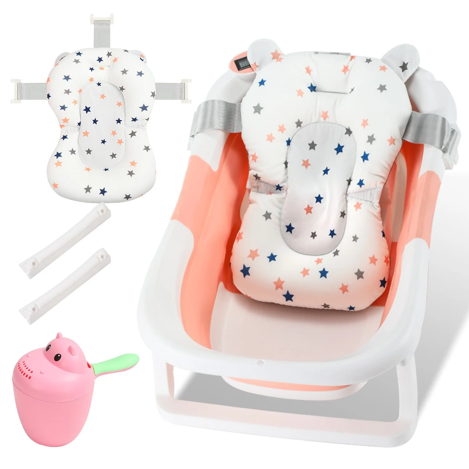 CLANMACY Babybadewanne 3in1, faltbar, rutschfest, tragbar, mit Stöpsel