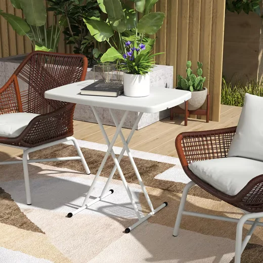 OUTSUNNY Gartentisch höhenverstellbar klappbar Kunststoff rechteckig