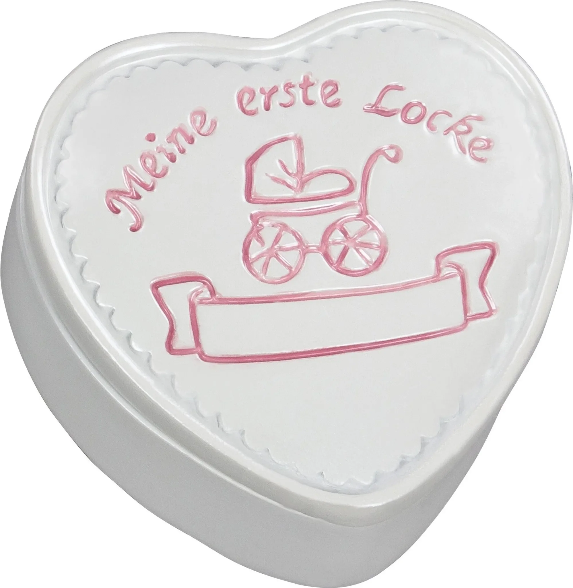 Aufbewahrungsdose „Meine erste Locke“ – Mädchen, Weiß mit rosa Schrift