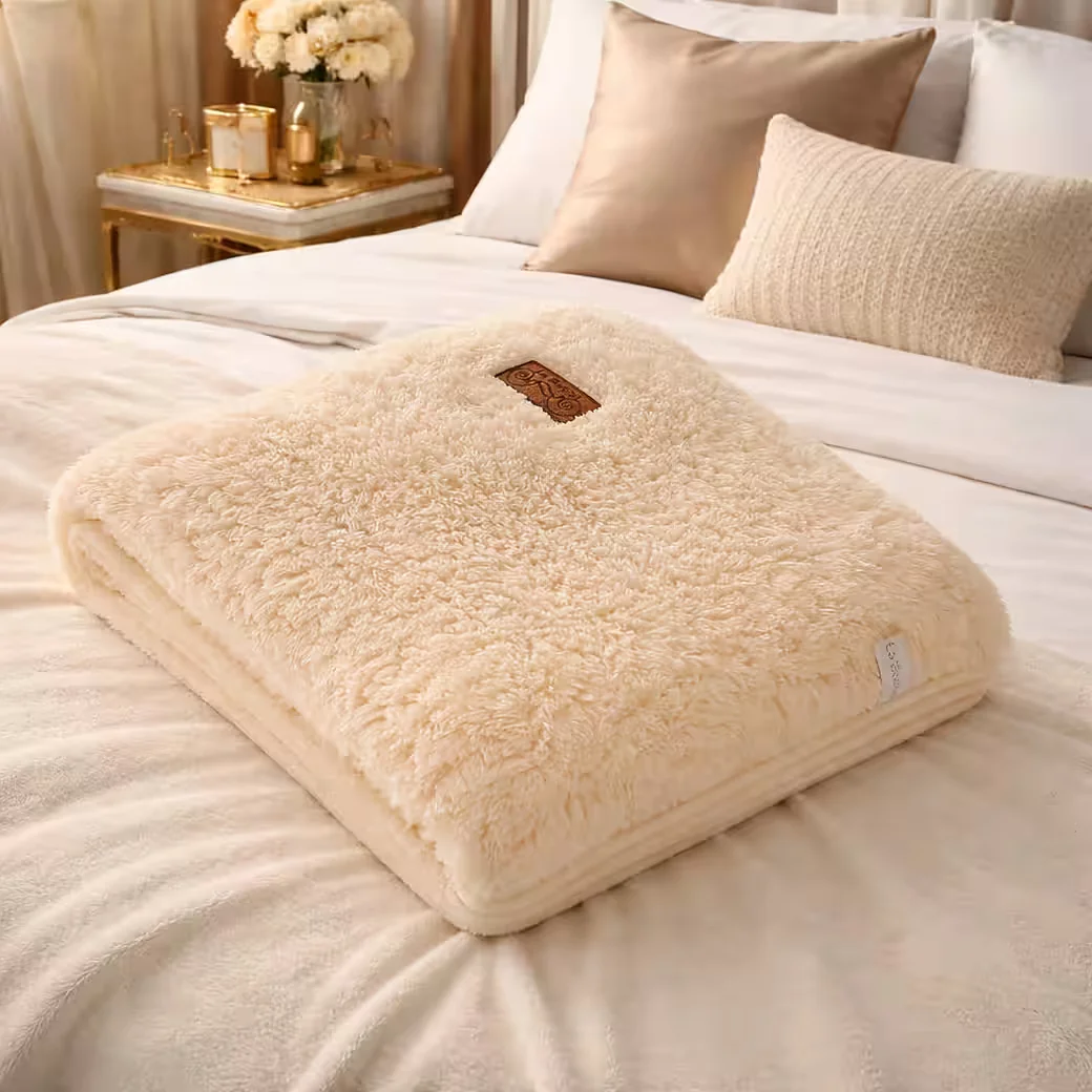 LA BORTINI Babydecke Kuscheldecke für Neugeborene, Creme, Kinderwagen