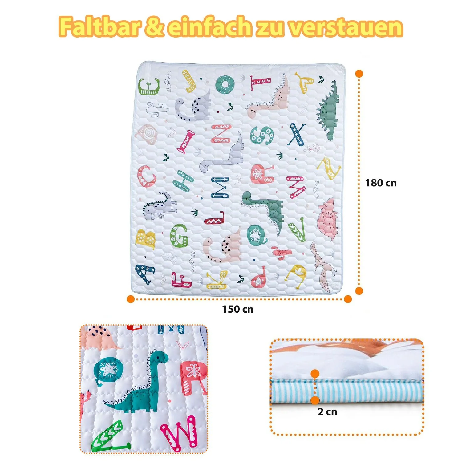 AIMAX Baby Krabbelmatte faltbar Spielmatte Kinder Spieldecke Babymatte