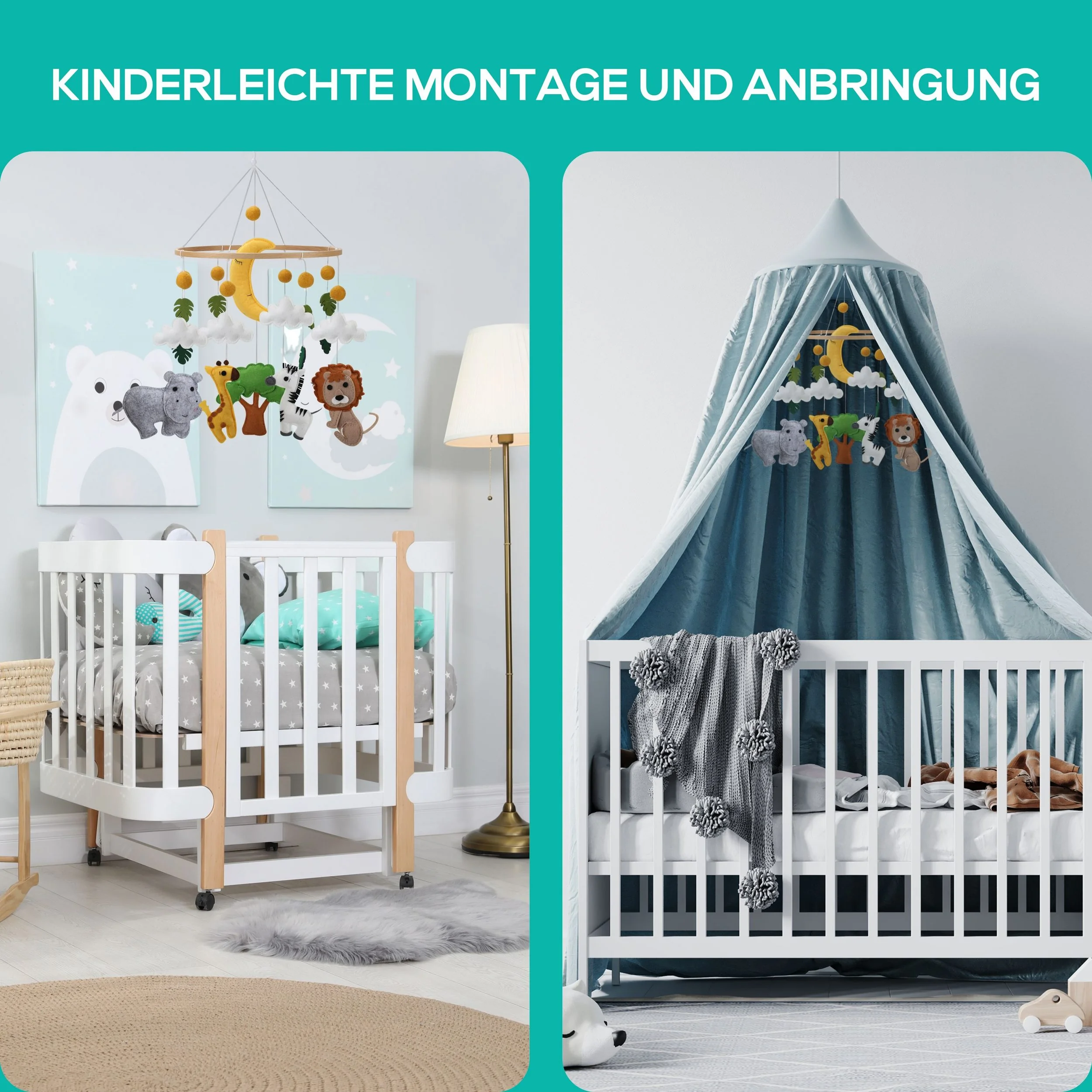 wortek Baby Mobile Windspiel zum Aufhängen für Babybett