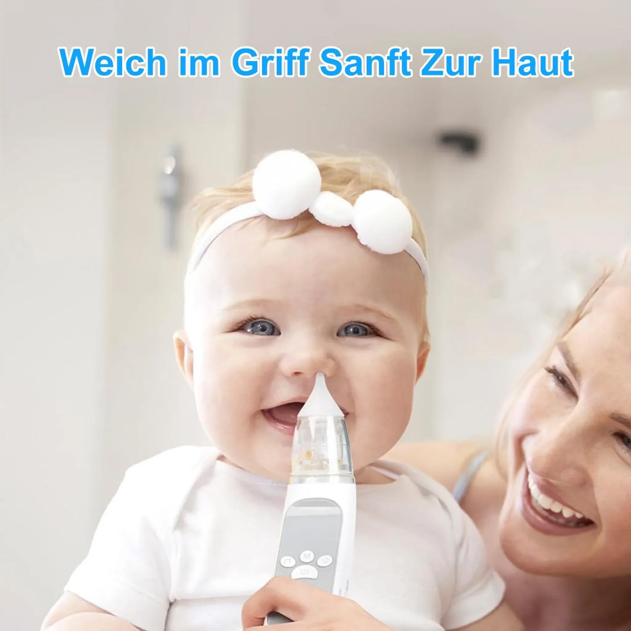 Baby Nasenreiniger elektrisch, 3-Stufen-Saugkraft, Sound & Licht,700mAh, BPA-frei, Aufbewahrungsbox