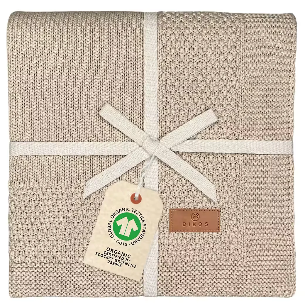DIKOS Babydecke Kuscheldecke Bio Baumwolle mit Bordüre zur Geburt