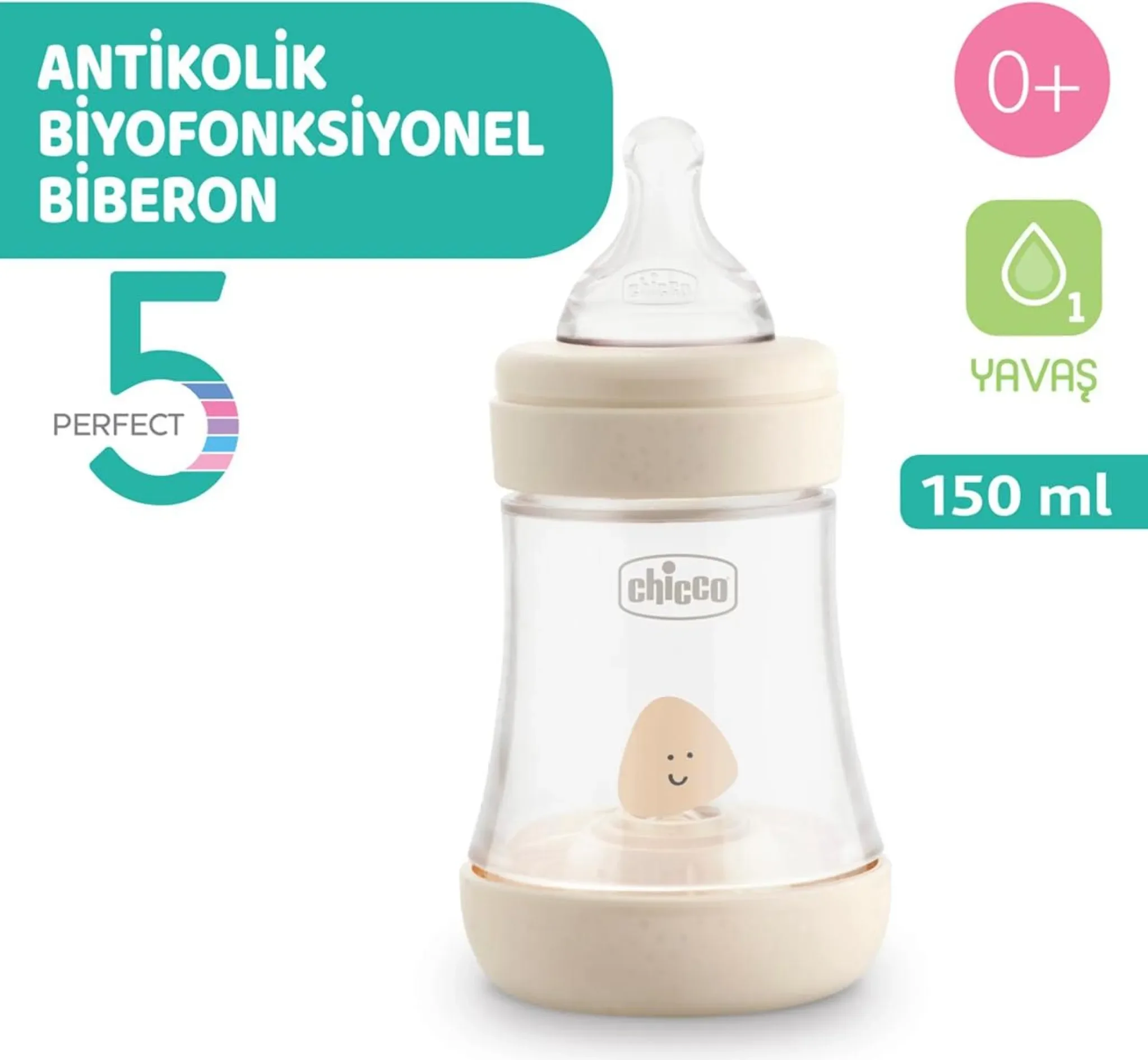 CHICCO Perfect5 Babyflasche + Mini Soft Schnuller Set durchsichtig
