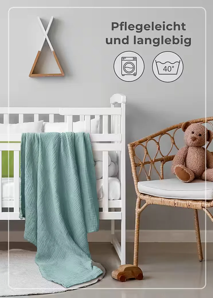 LAYNENBURG Musselin Babydecke vierlagig 100 Prozent Baumwolle