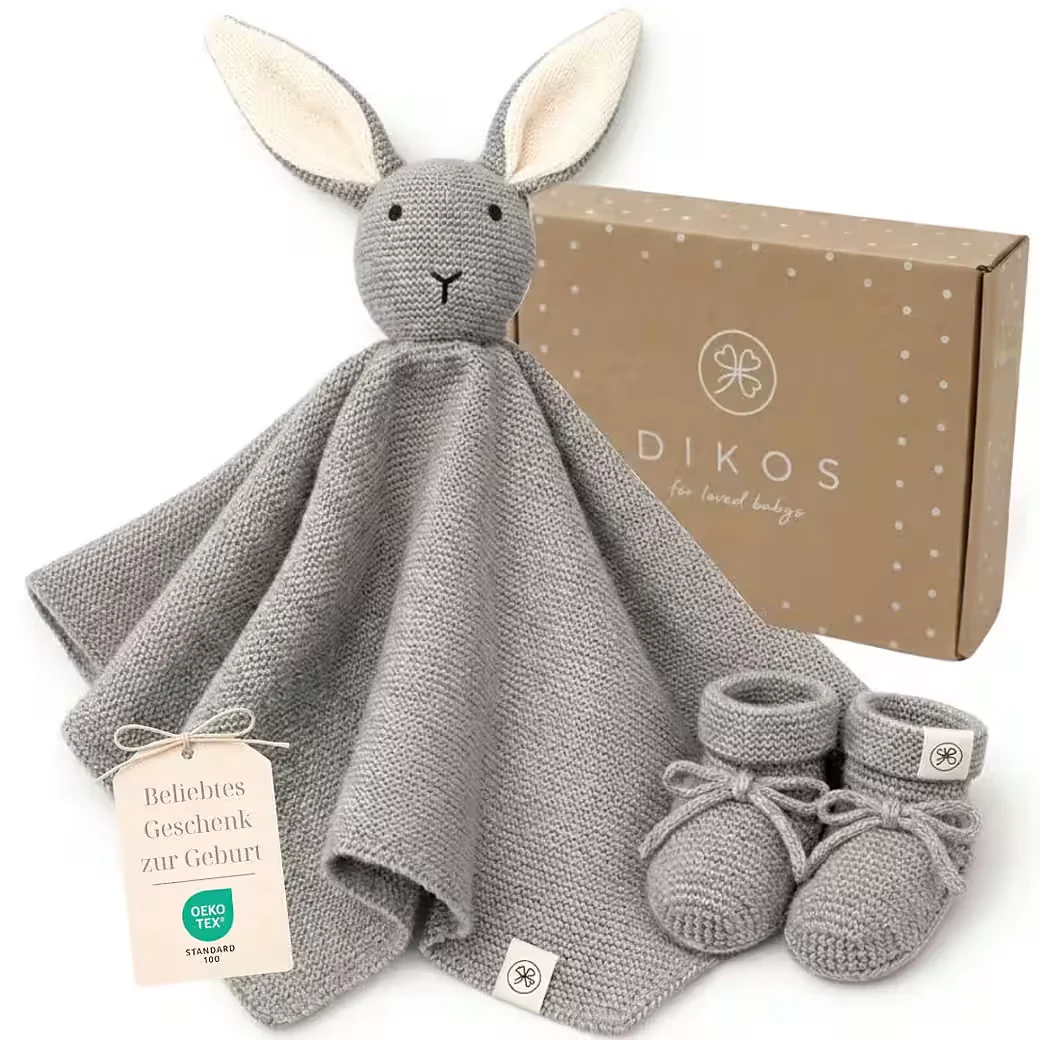 DIKOS Kuscheltuch Schmusehase Söckchen Bio Baumwolle Geschenkset Baby