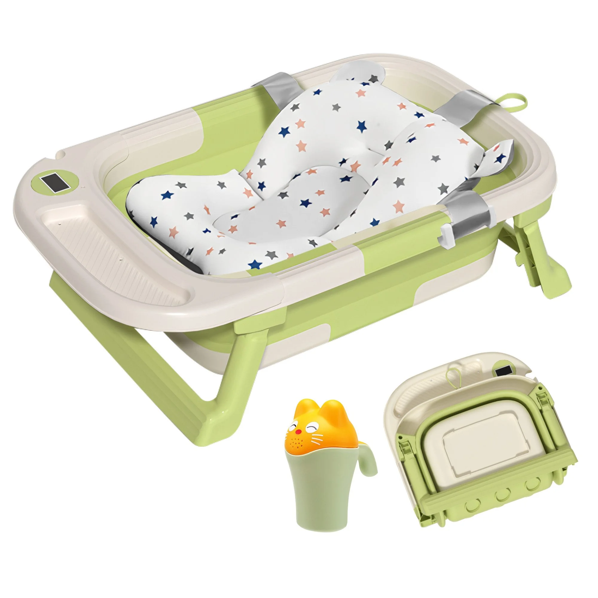 SEHAUSEU Babybadewanne faltbar mit Thermometer und Haarwaschbecher