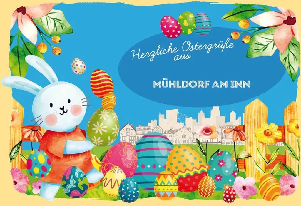 vianmo Holzschild 20x30 cm Ostergrüße Mühldorf am Inn Deko Ostern