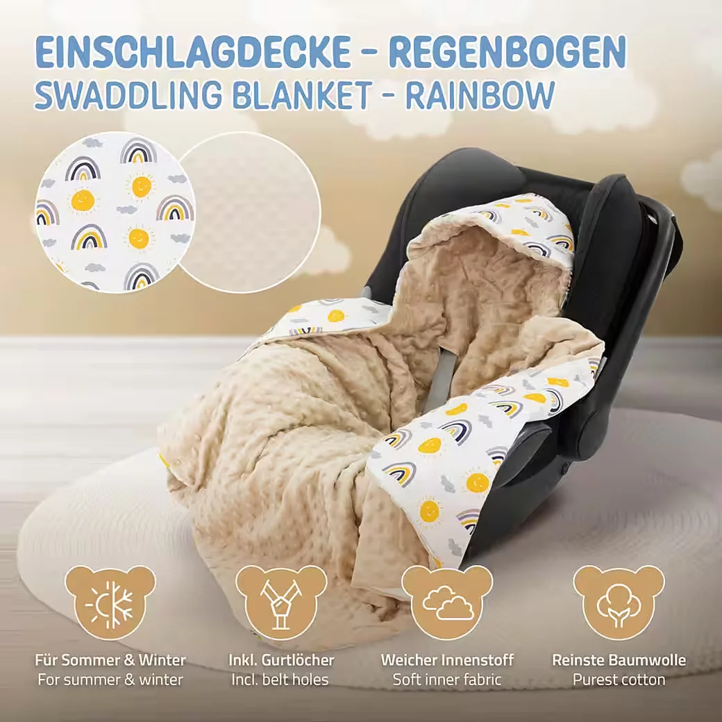 JOYZ Einschlagdecke Kuscheldecke Baby Kapuze Baumwolle doppelseitig