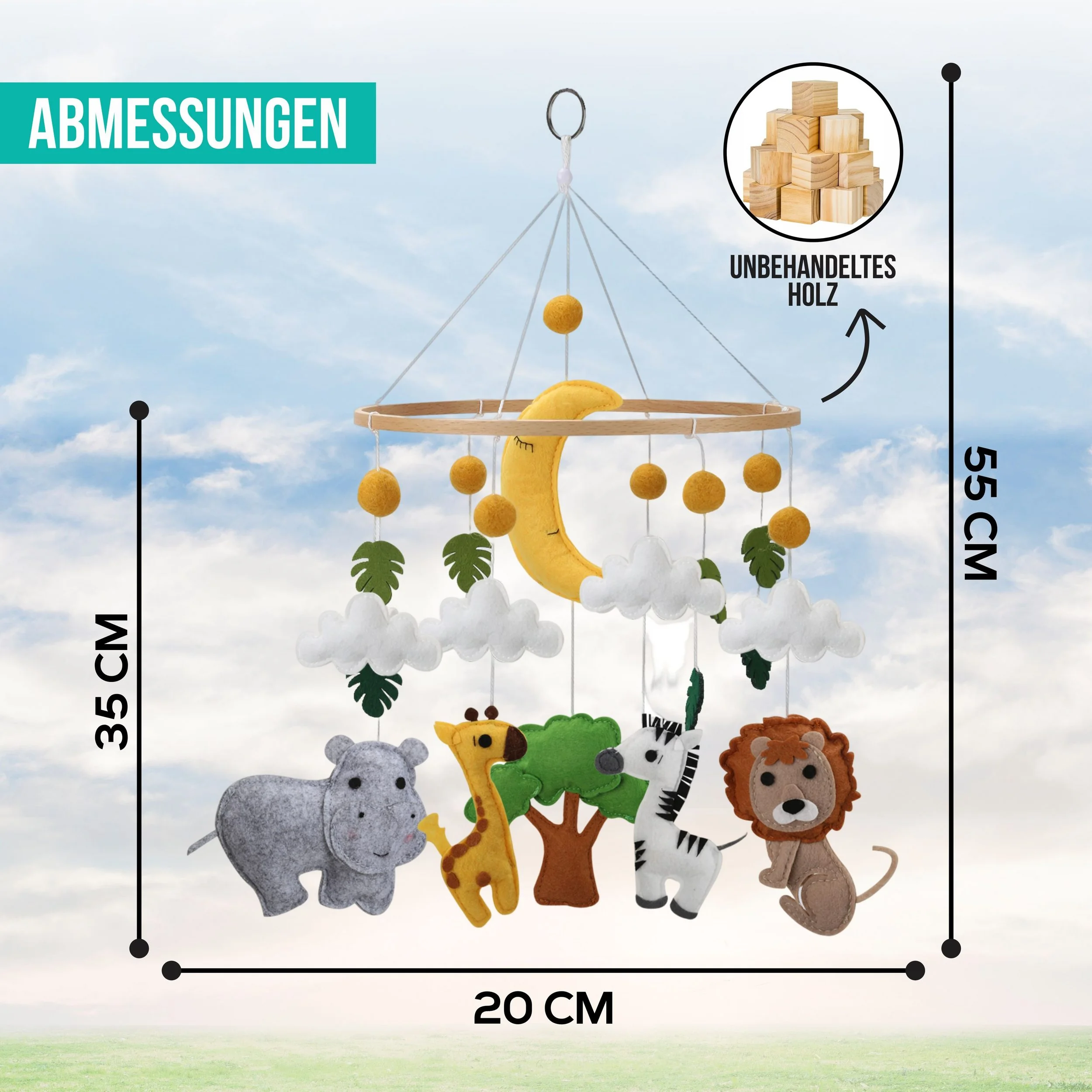 wortek Baby Mobile Windspiel zum Aufhängen für Babybett