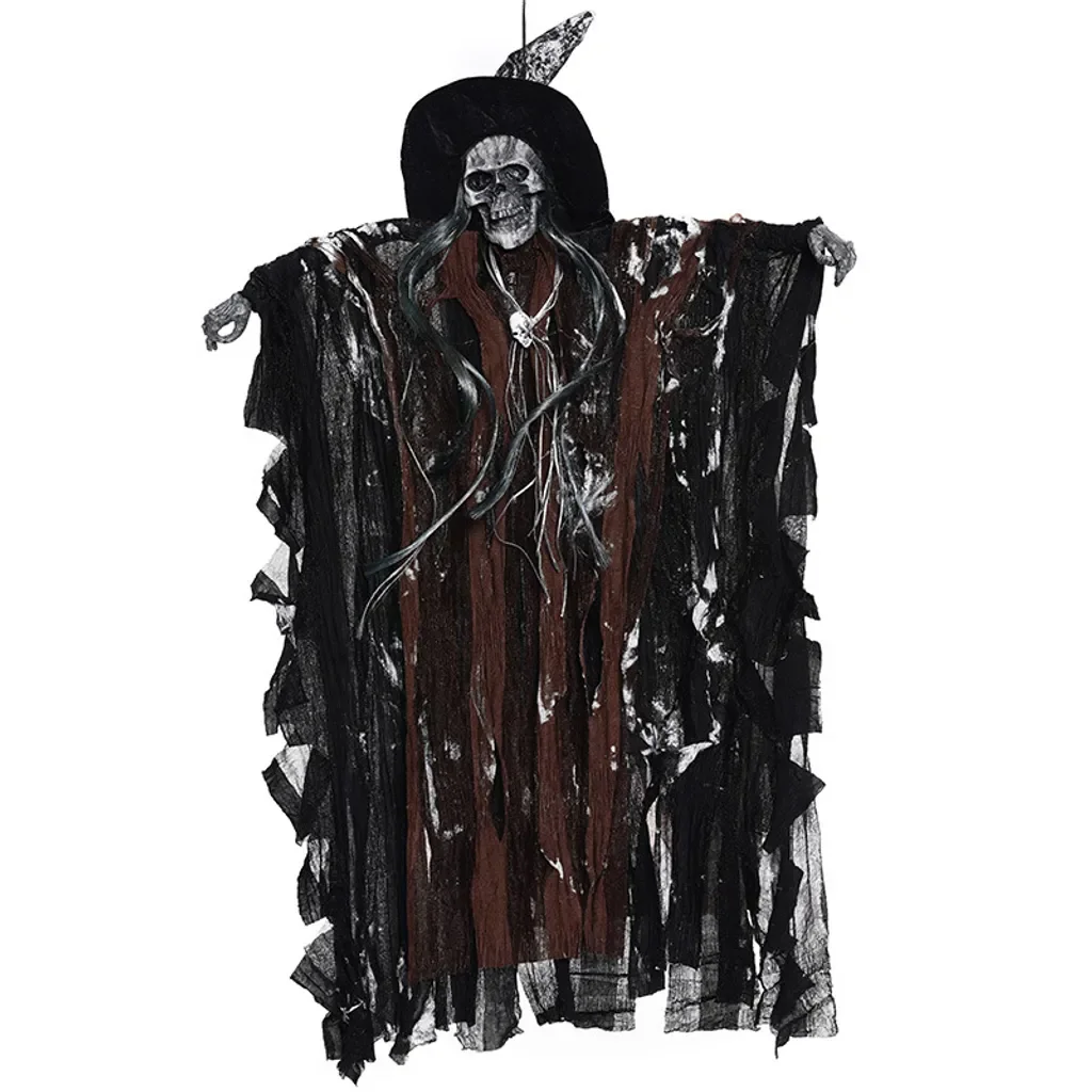 MC STAR Halloween Hängender Totenkopf-Geist mit Stimmensteuerung Deko