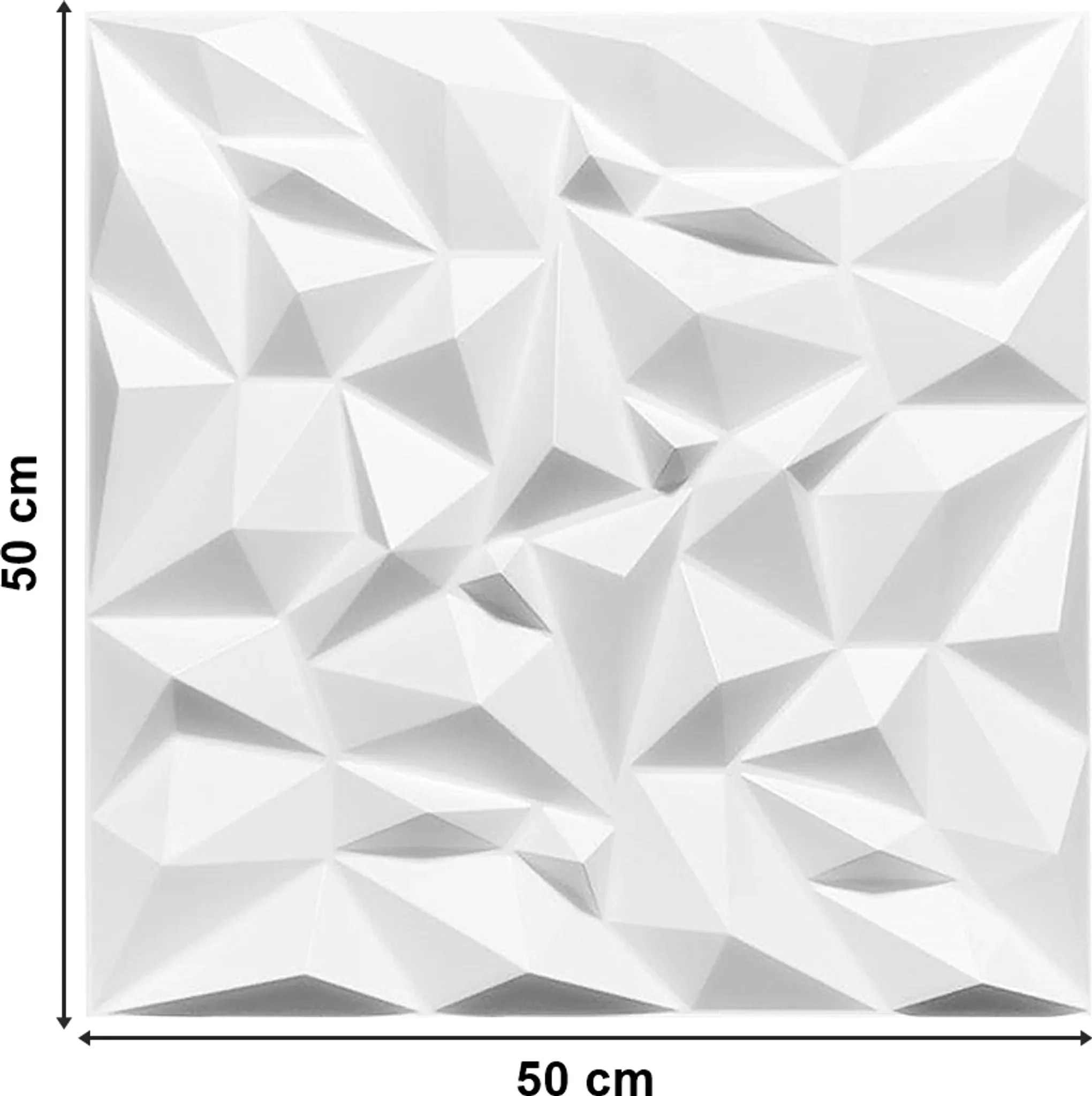 DECCART 3D Deckenpaneel „Amethyst“ – Polystyrol Weiß, 50×50 cm, 0,25 m²