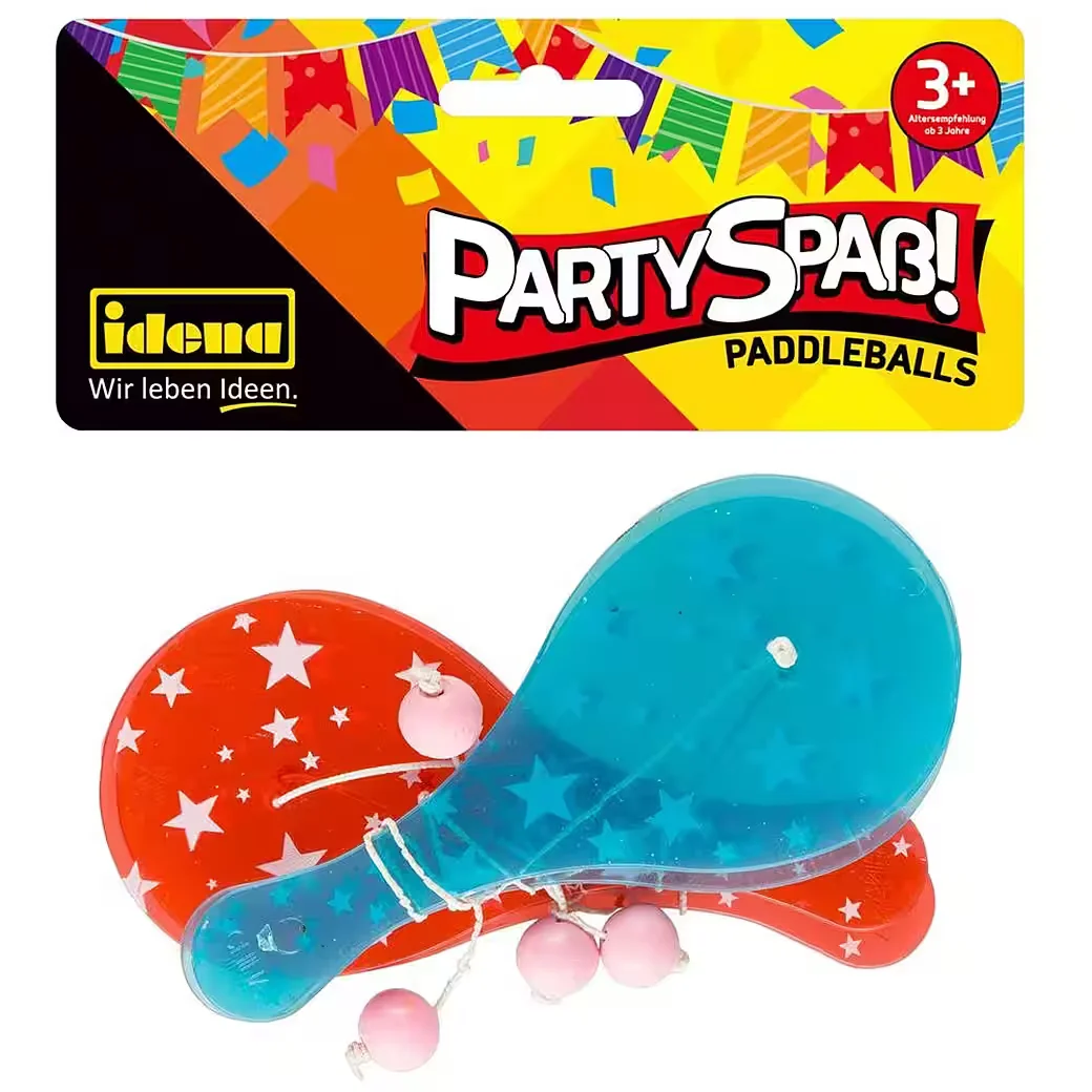 IDENA Paddleballs Spielset 4 Stück Partyspiel Mitgebsel