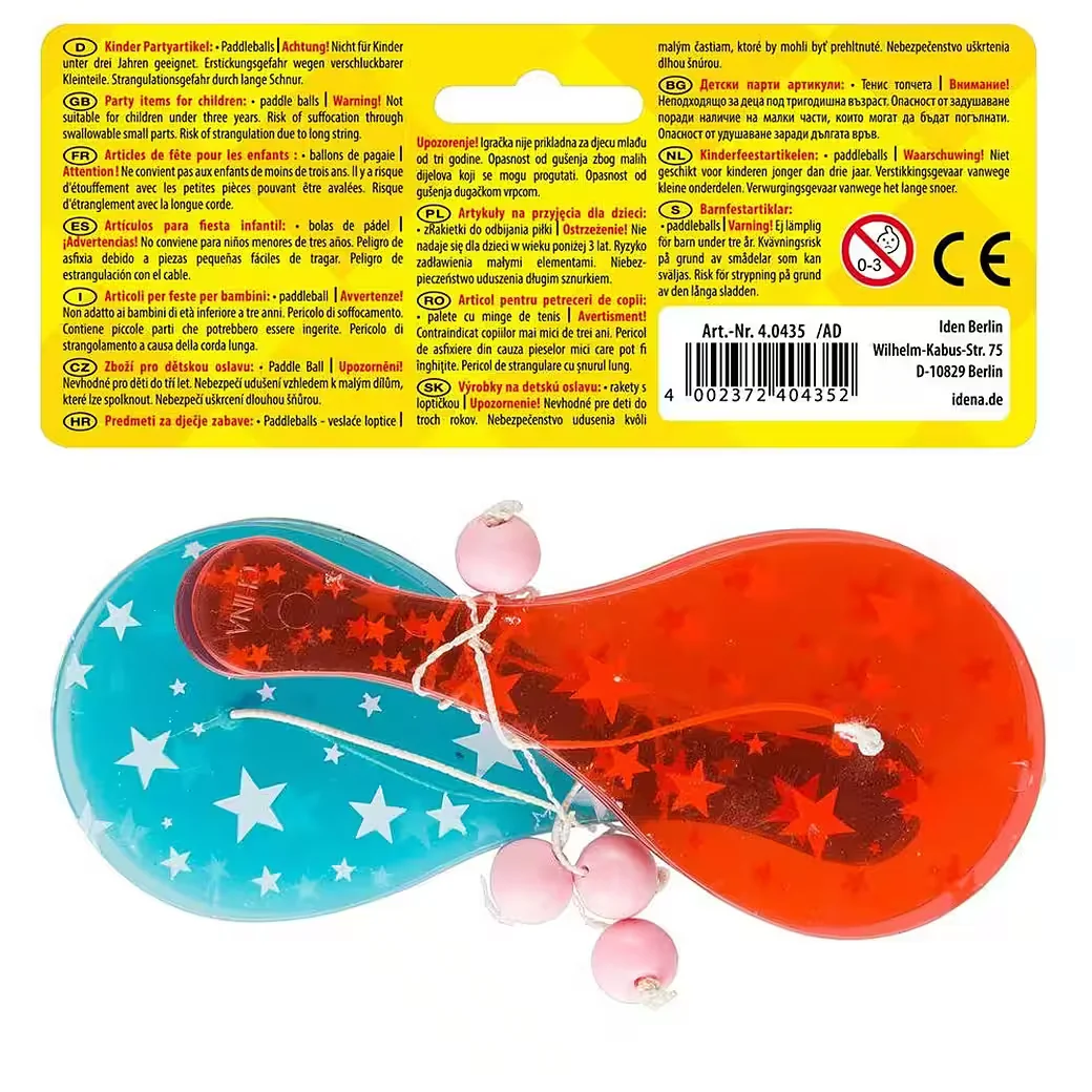 IDENA Paddleballs Spielset 4 Stück Partyspiel Mitgebsel