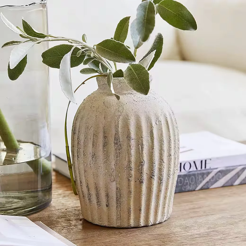 MIRABEAU Tischvase Melissa antikcreme Dekovase Wohnaccessoire