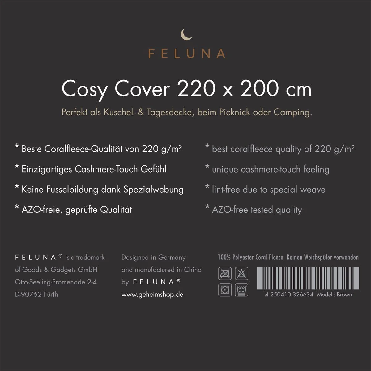 FELUNA Coral Fleece Kuscheldecke XXL Wohndecke, Cashmere-Touch