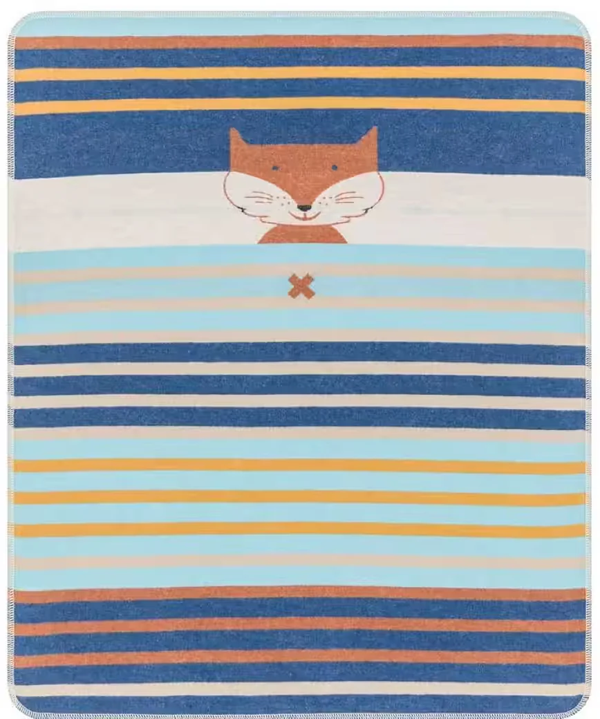 DAVID FUSSENEGGER Babydecke Juwel Fuchs Streifen 70x90 cm Marineblau
