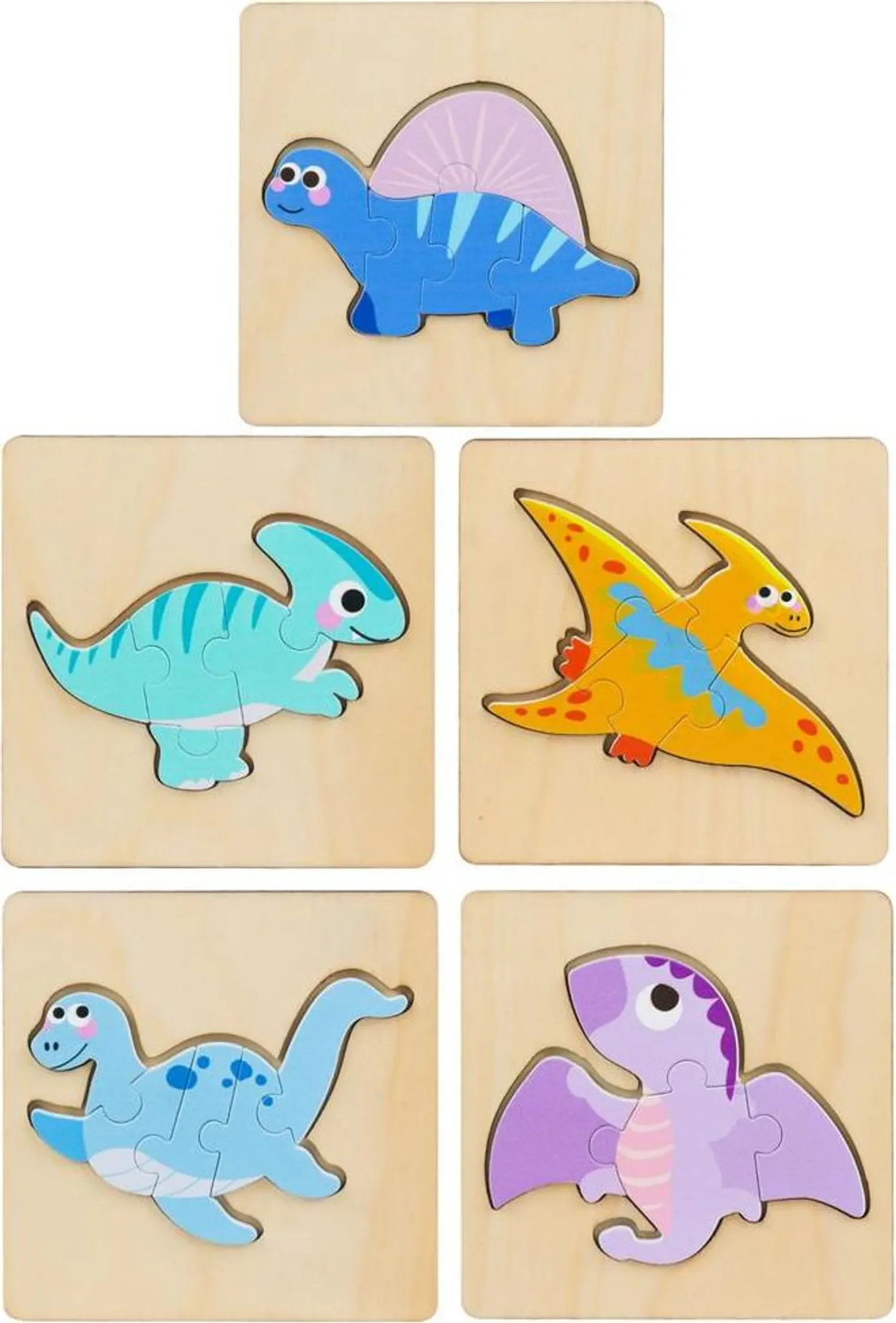 Holzpuzzle „Dinosaurier“ – 11 × 11 cm