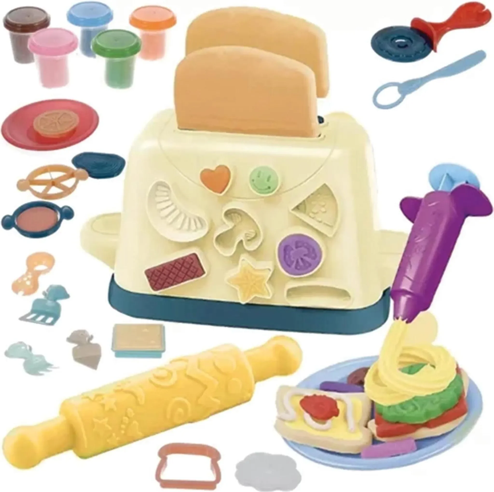 Kinder-Toaster mit Knetset – großes Kreativ-Set aus Kunststoff