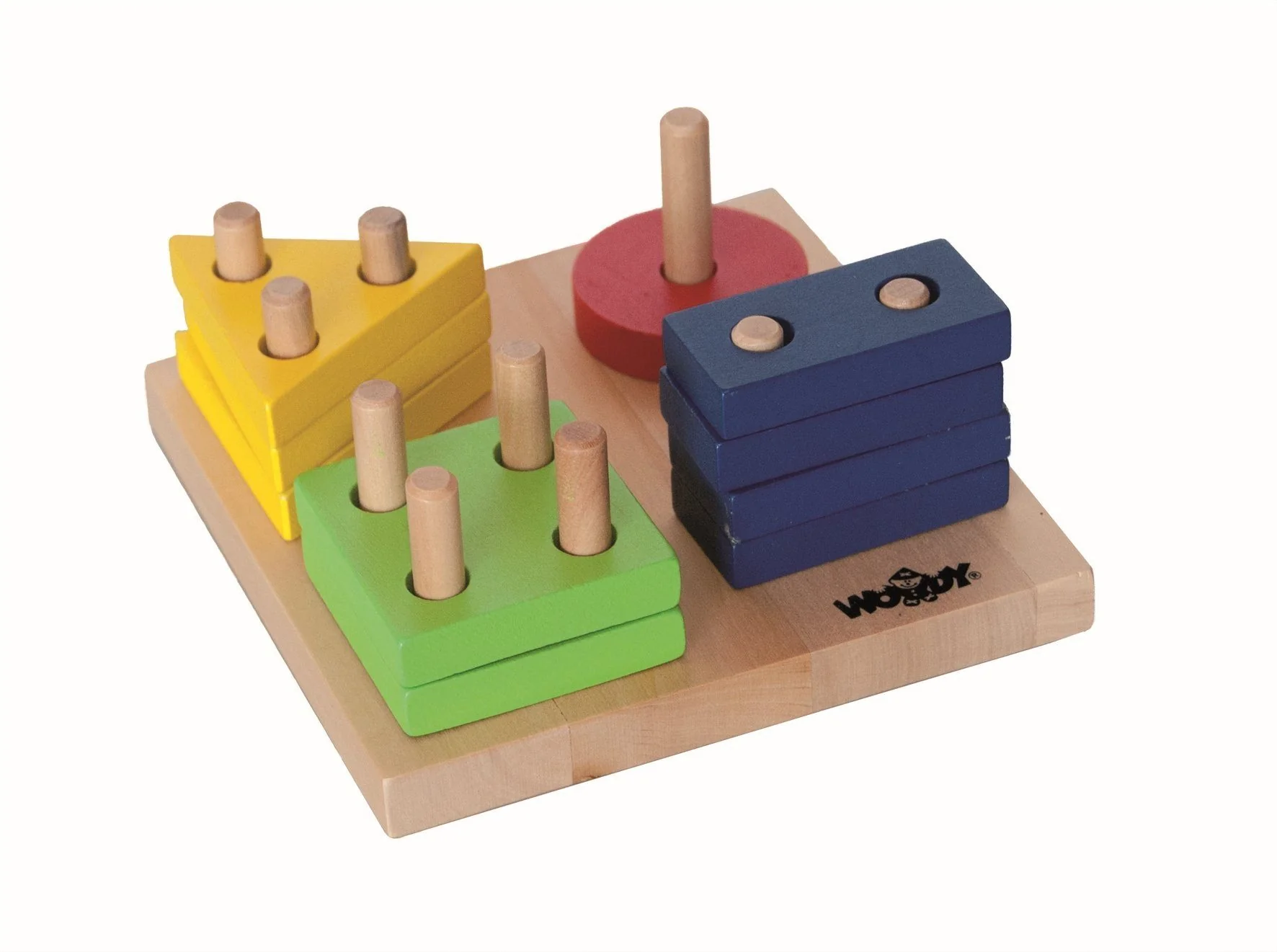 WOODYLAND Lernspielzeug Holz Steck Sortierspiel 90264 16 Bausteine Formen
